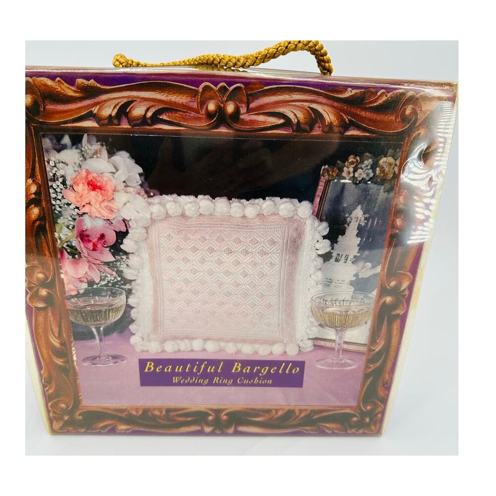 Beautiful Bargello Wedding Ring Cushion Kit Needlework Pillow Vintage Pink SILK!